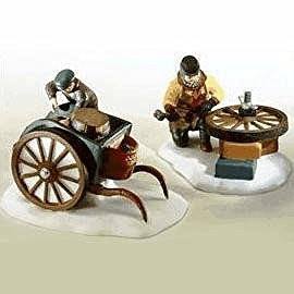 Department 56 Dept 56, Heritage Village Collection C. Bradford, Wheelwright & Son" Set of 2 Handpainted Porcelain Accessories - DimpzBazaar.com