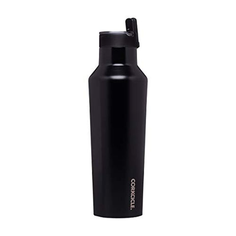 Corkcicle Corkcicle Classic 20 Ounce Sport Canteen Triple Insulated Stainless Steel Water Bottle with Straw Cap and Folding Metal Handle, Matte Black - DimpzBazaar.com