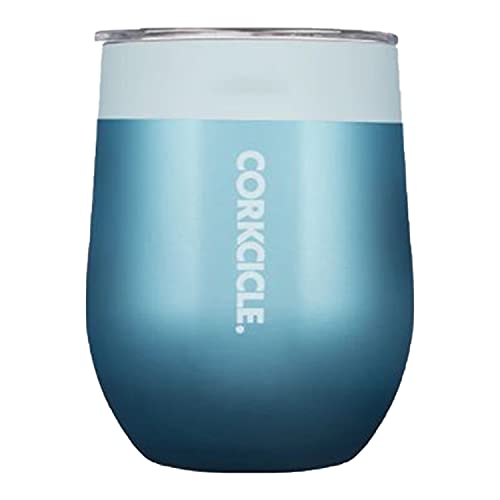 Corkcicle Corkcicle Color Block 12 Ounce Stainless Steel Stemless Cup w/ Lid, Glacier Blue - DimpzBazaar.com