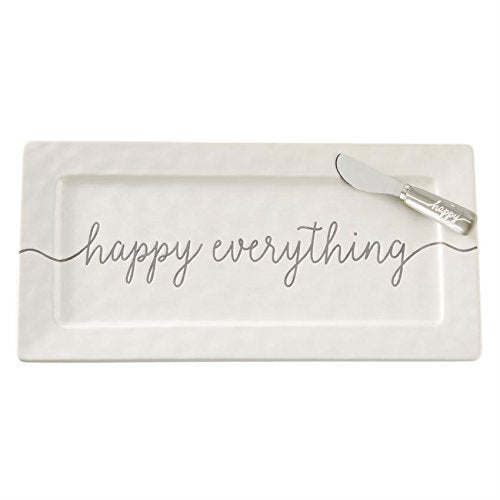 Mud Pie Mud Pie 4075142 Happy Hostess Serving Platter, White - DimpzBazaar.com
