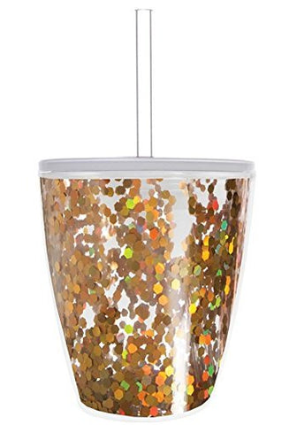 Slant Collections Slant Collections 10oz Stemless Wine Glass: Gold Confetti - DimpzBazaar.com