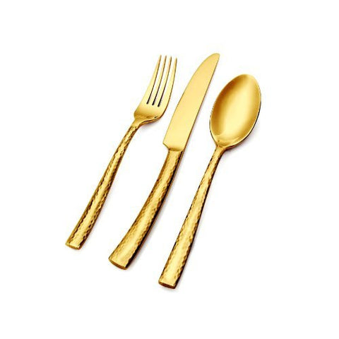 Hampton Forge Hampton Forge Essenstahl Paris Titan 20-Piece Flatware Set, Hammered Gold, EFB85G20QT - DimpzBazaar.com