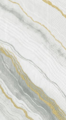 Caspari Caspari Towel Guest Marble Grey, 15 Count - DimpzBazaar.com