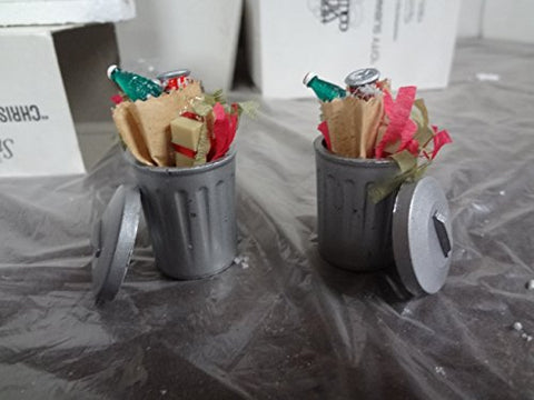 Original Snow Village DEPARTMENT 56 HERITAGE VILLAGE COLLECTION SNOW VILLAGE "CHRISTMAS TRASH CANS"" #52094 - DimpzBazaar.com