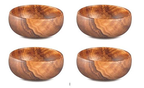 Pacific Merchants Trading Pacific Merchants Trading Acaciaware Round Calabash Dipping & Nut Bowls, 4-Inch by 1.5-Inch, Set of 4 - DimpzBazaar.com
