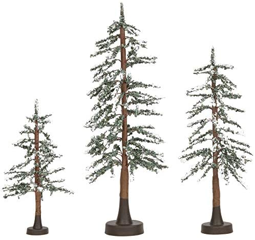 Department 56 Department 56 Village Cross Product Accessories Snowy Lodge Pine Tree Figurine Set, 5 to 9 Inch, Multicolor - DimpzBazaar.com