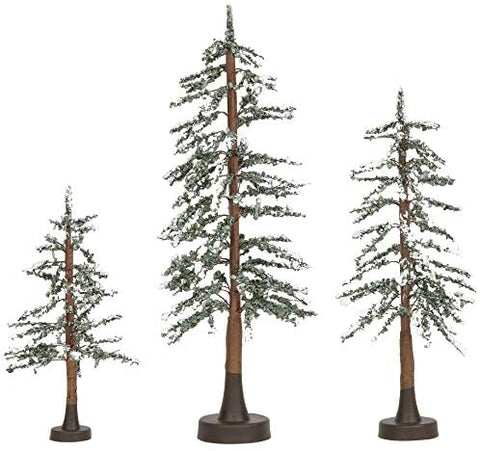 Department 56 Department 56 Village Cross Product Accessories Snowy Lodge Pine Tree Figurine Set, 5 to 9 Inch, Multicolor - DimpzBazaar.com