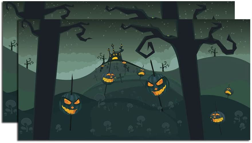 Department 56 Department 56 Accessories for Villages Halloween Spooky Pumpkins Backdrop Accessory, 20 inch (Set of 2) - DimpzBazaar.com