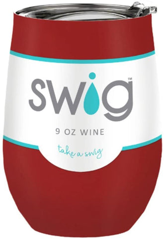 UA Crafts 9 oz. SWIG Double-Walled Vacuum Insulated Wine Tumbler- Crimson - DimpzBazaar.com
