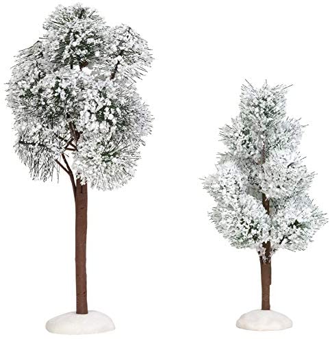 Department 56 Department 56 Village Cross Product Accessories Snowy Jack Pine Trees Figurine Set, 6 and 9 Inch, Multicolor - DimpzBazaar.com