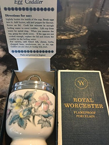 Royal Worcester Royal Worcester Double Egg King Size Coddler Woodland Pattern Ice Blue Leaves Lavendar Yellow Floral-Rare - DimpzBazaar.com