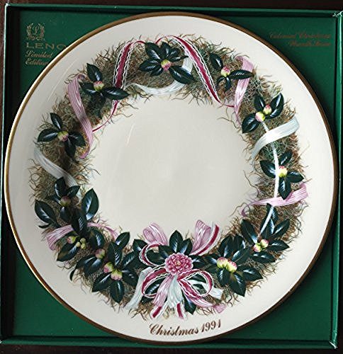 Lenox Lenox 1991 Colonial Christmas Wreath Plate, South Carolina, The Eleventh Colony - DimpzBazaar.com