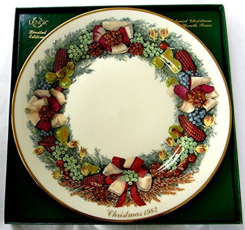 Lenox Lenox 1982 Colonial Christmas Wreath Plate Massachusetts the Second Colony - DimpzBazaar.com