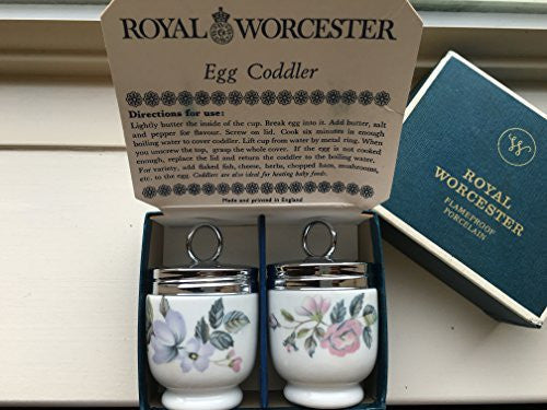 Royal Worcester Royal Worcester Egg Coddler Pair June Garland Pattern Lavender Pink Floral - DimpzBazaar.com