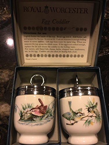 Royal Worcester Royal Worcester Egg Coddler Pair Birds and Insect Pattern - DimpzBazaar.com