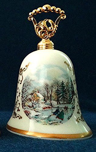 Gorham Vintage 1987 Gorham Fine China Porcelain Christmas Scene Bell - Early Winter - DimpzBazaar.com