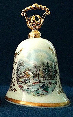 Gorham Vintage 1987 Gorham Fine China Porcelain Christmas Scene Bell - Early Winter - DimpzBazaar.com