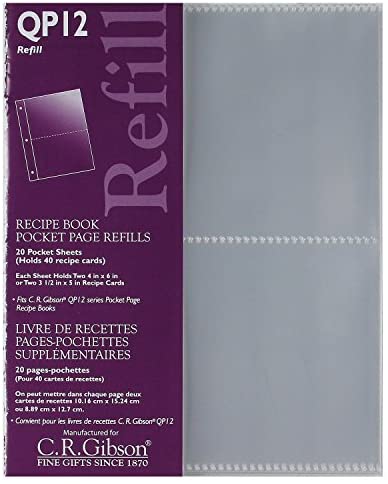 C.R. Gibson CR Gibson QP-12 Small Recipe Book Pocket Page Refill 20 sheets - DimpzBazaar.com