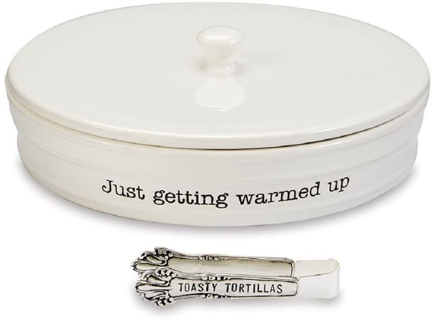 Mud Pie Mud Pie 4801027 Tortilla Warming Set, One Size, White - DimpzBazaar.com