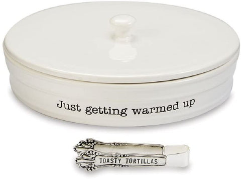 Mud Pie Mud Pie 4801027 Tortilla Warming Set, One Size, White - DimpzBazaar.com