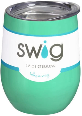 Dimpz Bazaar 12 Ounce Swig Double-Walled Vacuum Insulated Wine Tumbler, Mint - DimpzBazaar.com