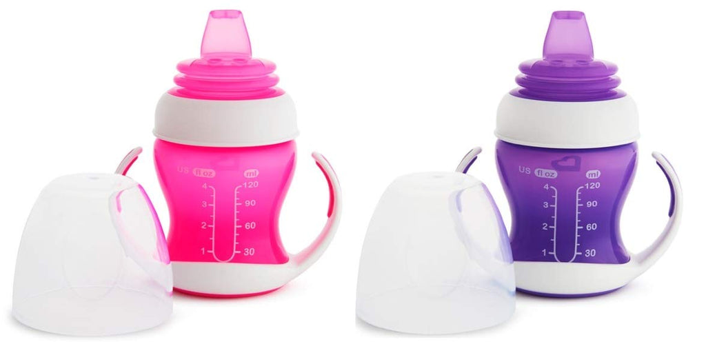 Munchkin Munchkin 2 Piece Gentle Transition Trainer Cup, 4 Ounce, Pink/ Purple - DimpzBazaar.com