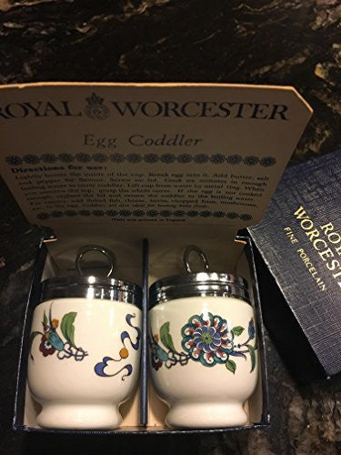 Royal Worcester Royal Worcester Egg Coddler Pair - Palmyra Pattern - Blue/Teal/Red Floral-Rare and Beautiful - DimpzBazaar.com
