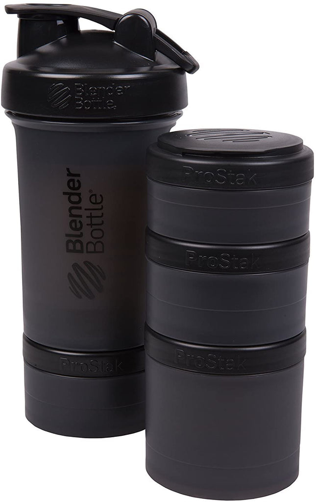 Blender Bottle BlenderBottle ProStak 22 Oz Bottle with 6 Piece Twist n’ Lock Storage Set, Black - DimpzBazaar.com