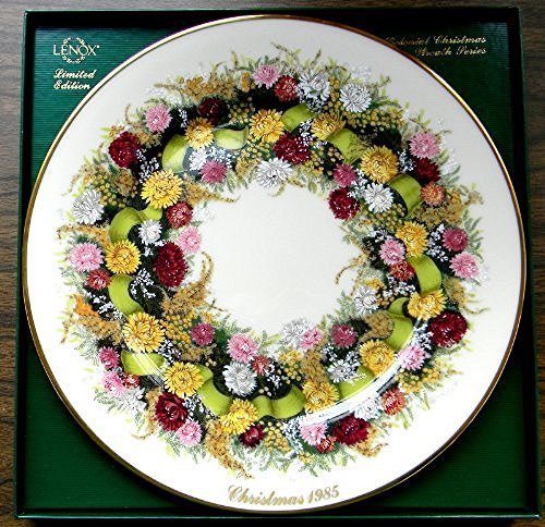 Lenox LENOX PLATE 10-3/4" 1985 COLONIAL CHRISTMAS WREATH CONNECTICUT, THE 5TH COLONY - DimpzBazaar.com