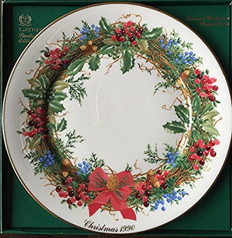 Lenox Lenox 1990 Colonial Christmas Wreath Plate, New Jersey, The Tenth Colony - DimpzBazaar.com