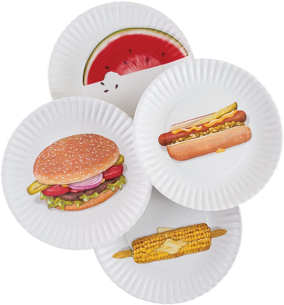 Mary Lake-Thompson Mary Lake-Thompson BBQ Picnic 9-inch Melamine Plates, Set of 4 - DimpzBazaar.com