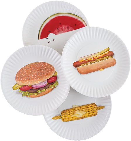 Mary Lake-Thompson Mary Lake-Thompson BBQ Picnic 9-inch Melamine Plates, Set of 4 - DimpzBazaar.com