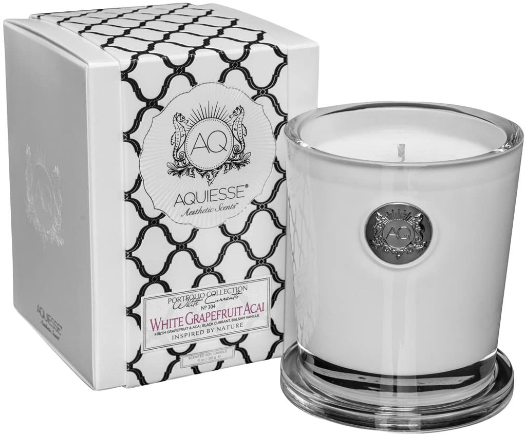 Aquiesse Aquiesse Fine Scented Large Candle In Box - White Grapefruit Acai 11oz - DimpzBazaar.com