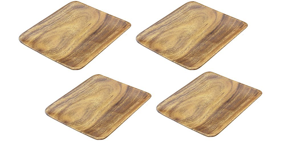 Pacific Merchants Trading Pacific Merchants Acaciaware 10-Inch Acacia Wood Square Serving Tray, set of 4 - DimpzBazaar.com