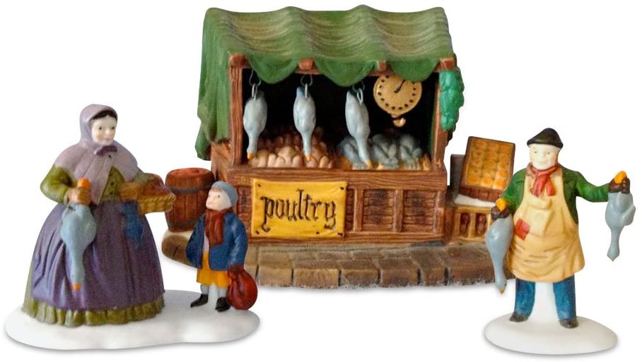 Dickens Village Department 56 Heritage Village Collection Dickens Village Series "Polutry Market" Set of 3 - DimpzBazaar.com
