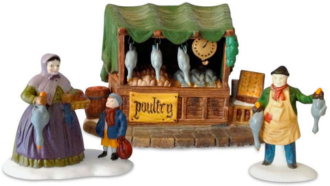 Dickens Village Department 56 Heritage Village Collection Dickens Village Series "Polutry Market" Set of 3 - DimpzBazaar.com