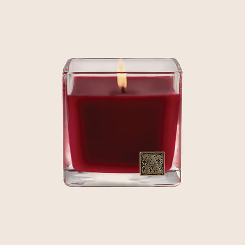Aromatique Aromatique The Smell of Christmas Glass Cube 12 oz Scented Jar Candle with Metal Medallion for Home Décor and Gift - DimpzBazaar.com