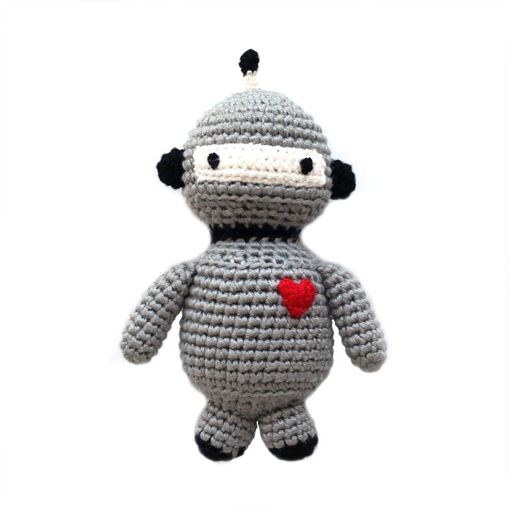 Cheengoo Cheengoo Sustainable Organic Bamboo Hand Crocheted Rattle - Robot - DimpzBazaar.com