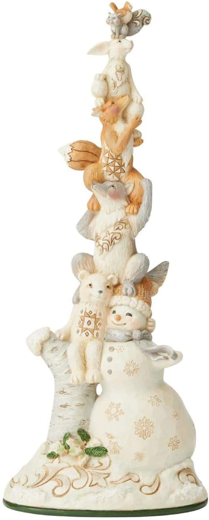 Enesco Enesco Jim Shore Heartwood Creek White Woodland Snowman Stacked Figurine, 13.31 Inch, Multicolor - DimpzBazaar.com