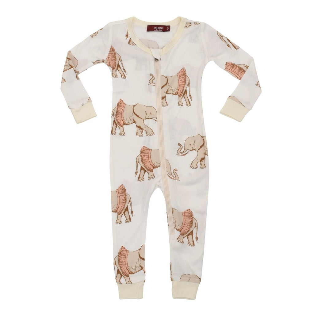 MilkBarn MilkBarn Bamboo Zip Pajamas - Tutu Elephant - DimpzBazaar.com