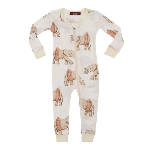 MilkBarn MilkBarn Bamboo Zip Pajamas - Tutu Elephant - DimpzBazaar.com