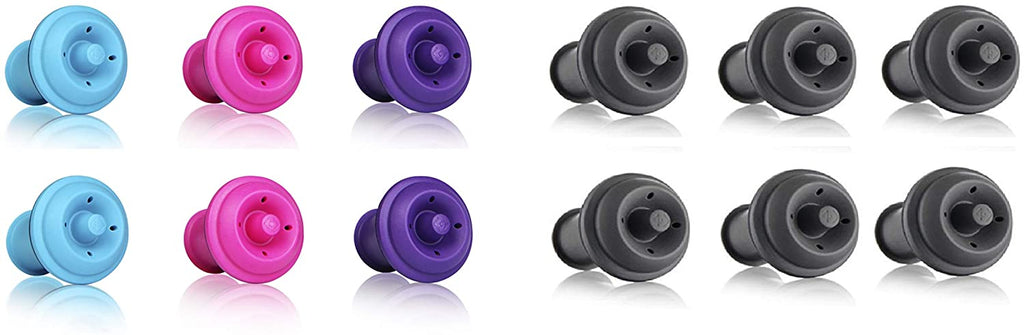 Vacu Vin Vacu Vin Original Wine Vacuum Stoppers Set of 12 Gift Set of 6 Grey and 6 Color - DimpzBazaar.com