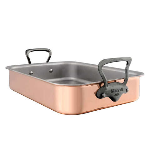 Mauviel Mauviel 6487.40 M'Heritage 150C Tri Ply 20/70/10 15.7" x 11.8" Roaster With Rack Cast Iron Handle, Copper - DimpzBazaar.com