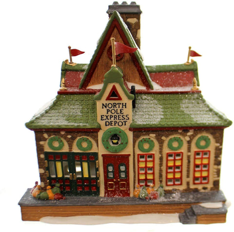 Department 56 Department 56 House NORTH POLE EXPRESS DEPOT Porcelain Porcelain Village Train 56278 - DimpzBazaar.com