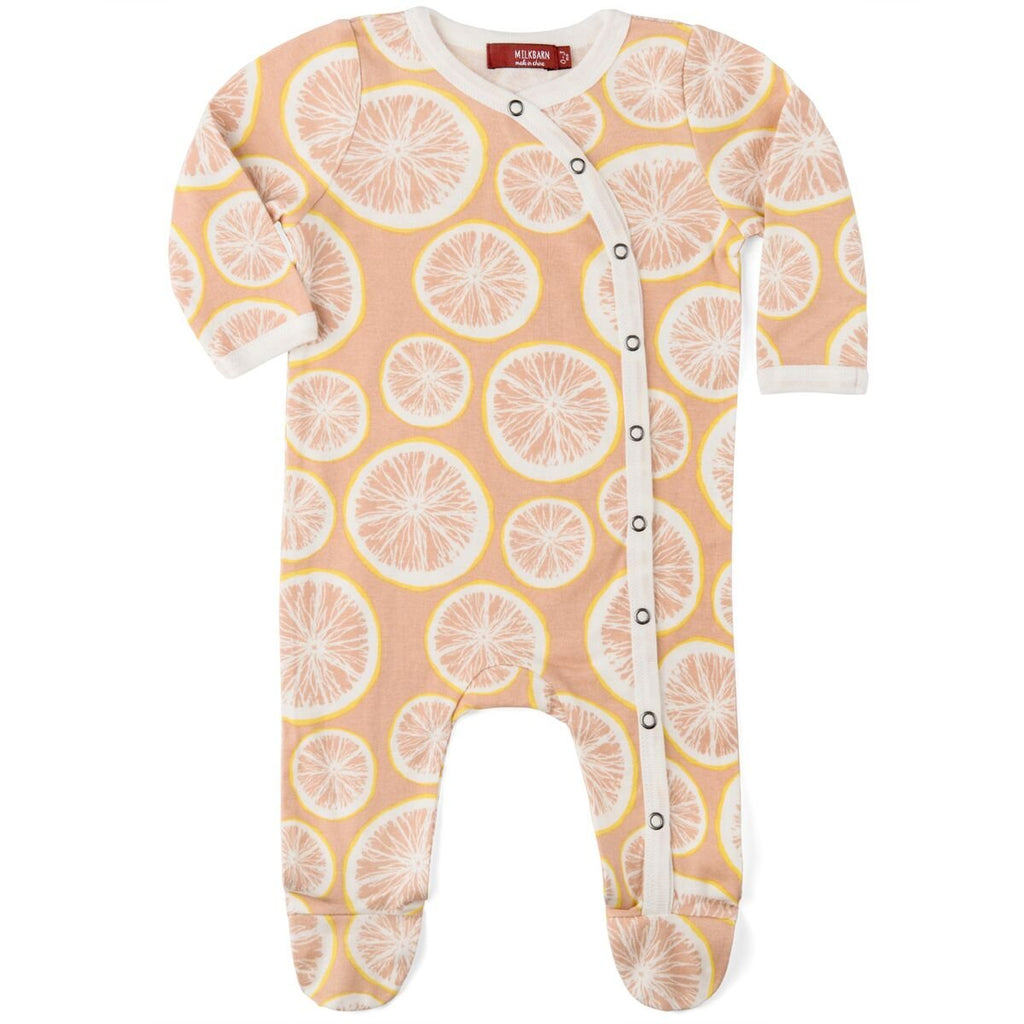 MilkBarn MilkBarn Organic Cotton Footed Romper Grapefruit - DimpzBazaar.com