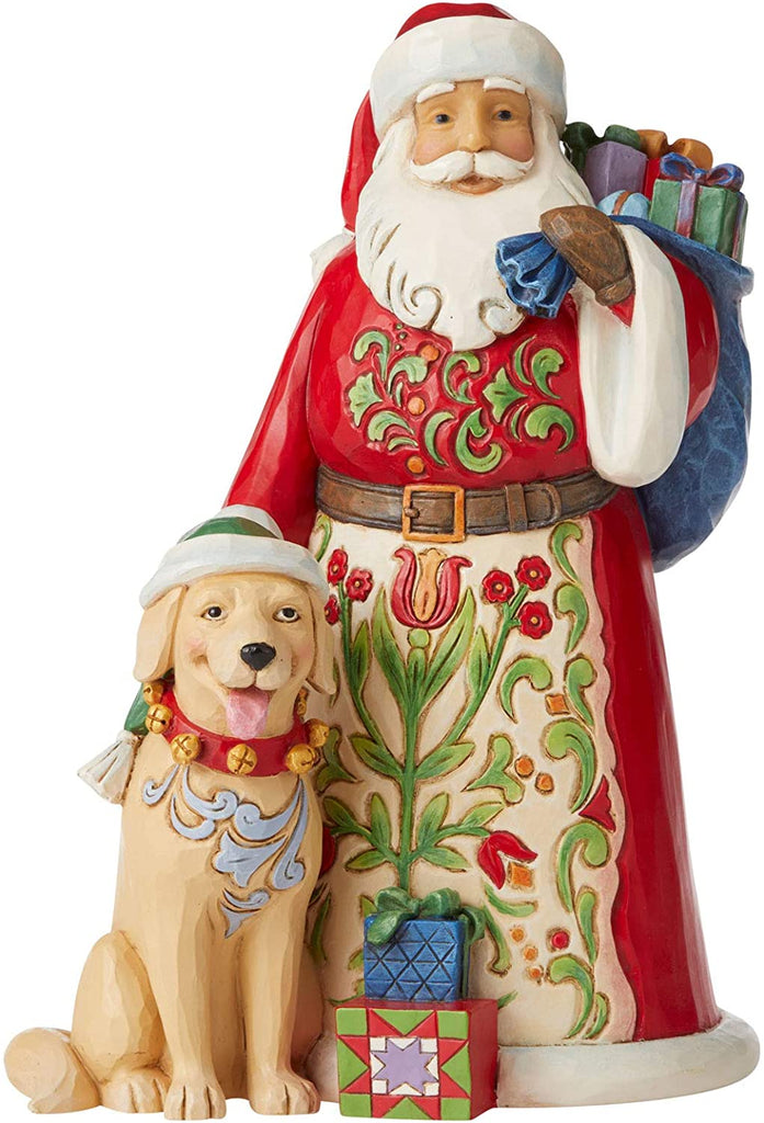 Enesco Enesco Jim Shore Heartwood Creek Santa with Dog Figurine, 9-Inch Height - DimpzBazaar.com