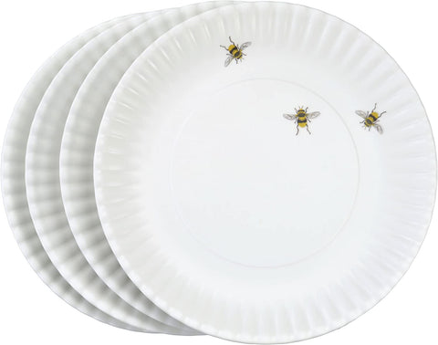 Mary Lake-Thompson Mary Lake-Thompson Bee Melamine Dinner Plates, Set of 4 - DimpzBazaar.com