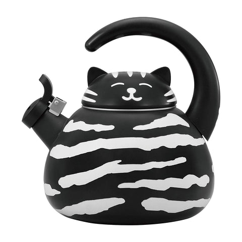 Supreme Housewares Supreme Housewares Gourmet Art Black Cat Enamel-on-Steel Whistling Kettle - DimpzBazaar.com