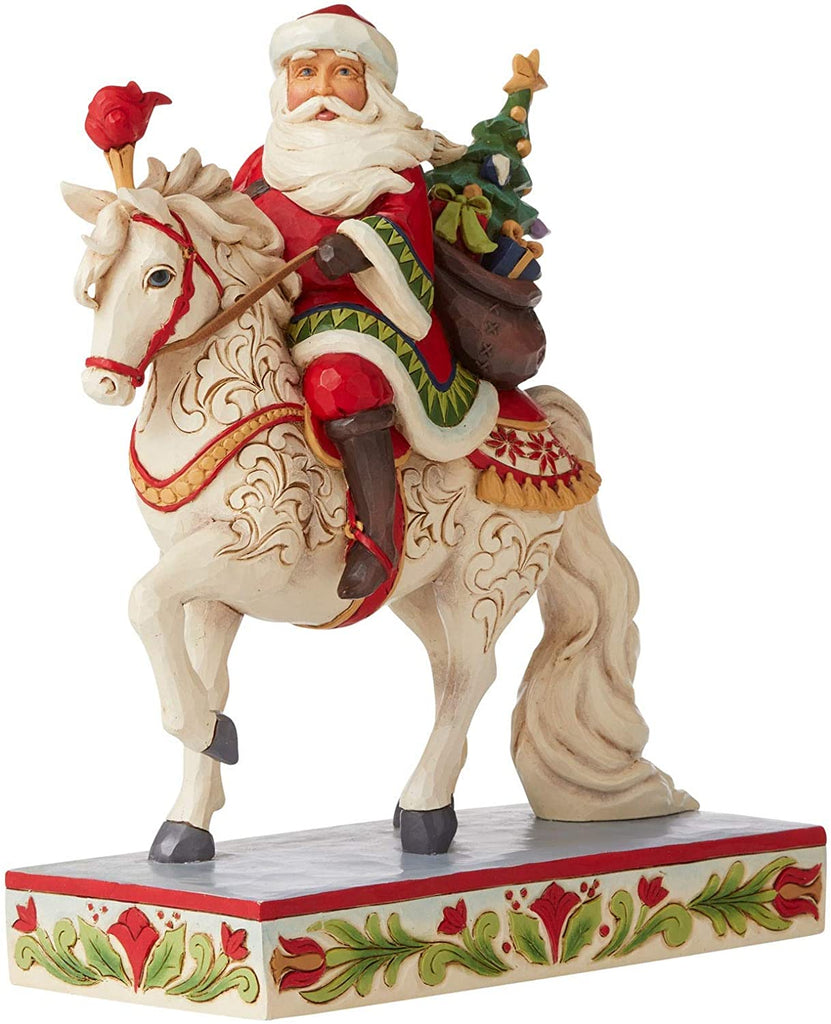 Enesco Enesco Jim Shore Heartwood Creek Santa Riding White Horse Figurine, 9-Inch Height - DimpzBazaar.com