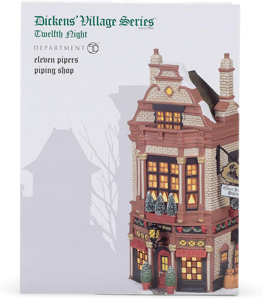 Department 56 Department 56 Dickens Village "Eleven Pipers Piping Shop Lit Building, 8.54-inch High - DimpzBazaar.com